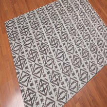 5' x 7' Handmade Geometric Graphic Wool Modern Flatweave Area Rug Beige - Oriental Rug Of Houston