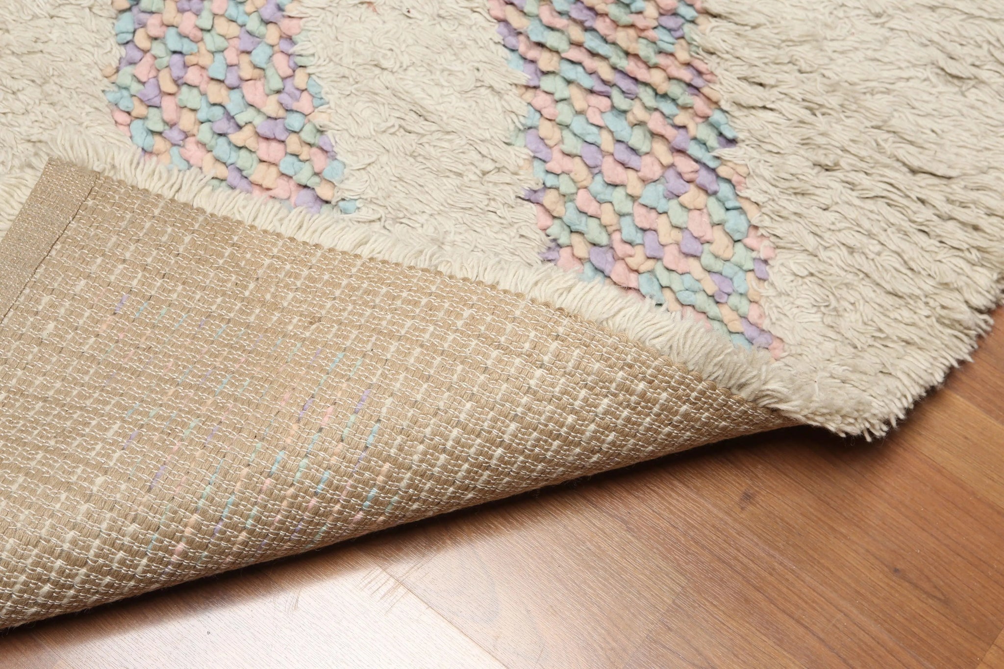 Thick Pile Rug 4' x 6' Handmade Shaggy 100% wool thick dense pile area rug Beige ...