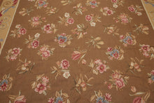 9' x 12' Hand woven Wool French Aubusson Needlepoint Area rug Brown