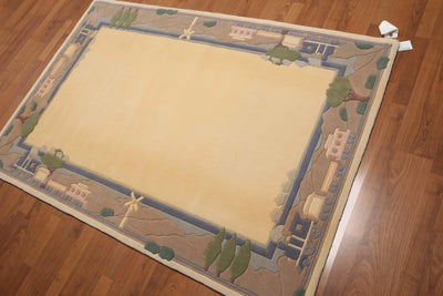 4' x 6' Handmade 100% wool Plus Pile area rug Vanilla - Oriental Rug Of Houston