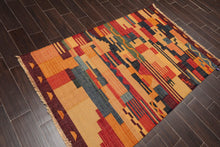 4' x 6'3" Hand Woven Wool Turkish Kilim Flatweave Area Rug Contemporary - Oriental Rug Of Houston