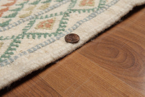 4'4" x 6'Hand Woven 100% wool Flat Pile area rug Ivory - Oriental Rug Of Houston