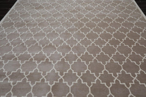 9' x 12' Handmade 100% Wool Oriental Area rug Contemporary Taupe - Oriental Rug Of Houston