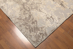 Hand knotted S. fine wool & silk Area rug Modern Designer Chocolate Brown 8' x 10' - Oriental Rug Of Houston