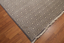9' x 12' Hand Knotted Honeycomb Wool Full Pile Oriental Area Rug Light Gray