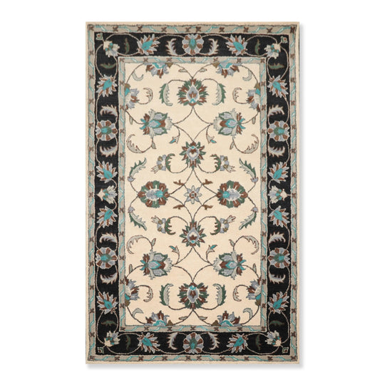 5' x 8' Handmade 100% Wool Traditional Oriental Area Rug Ivory