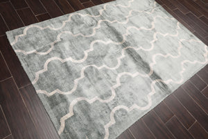 4' 6''x6' 6'' Oriental Area Rug Hand Tufted Viscose 100% Contemporary - Oriental Rug Of Houston