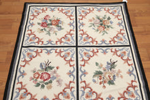 4x6 Ivory Hand Woven Needlepoint Aubusson 100% Wool Traditional Oriental Area Rug