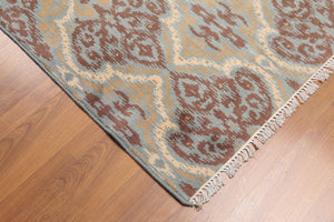 6' x 9' Hand Knotted IKAT Design 100% Wool Area rug Aqua