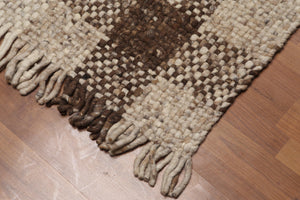 4' x 6' Hand woven Reversible Afghan Kilim 100% Wool Area Rug Ivory