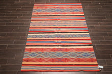6' x 9' Hand Woven Wool Boho Chic Turksih Kilim Area Rug Red Contemporary - Oriental Rug Of Houston
