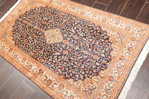 Persian Oriental Area Rug Hand Knotted 100% Silk Traditional Kashan 400 KPSI (3'x5') - Oriental Rug Of Houston