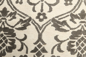 High End wool & silk Tibetan Hand Knotted Designer Area Rug Ivory 8' x 10' - Oriental Rug Of Houston