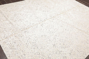 8' x 10' Hand Knotted 100% Bamboo Silk Area Rug Transitional Ivory Gray - Oriental Rug Of Houston