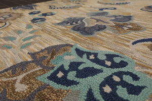 5' x 8' Handmade Wool Loop Pile Floral Traditional Oriental Area Rug Beige - Oriental Rug Of Houston