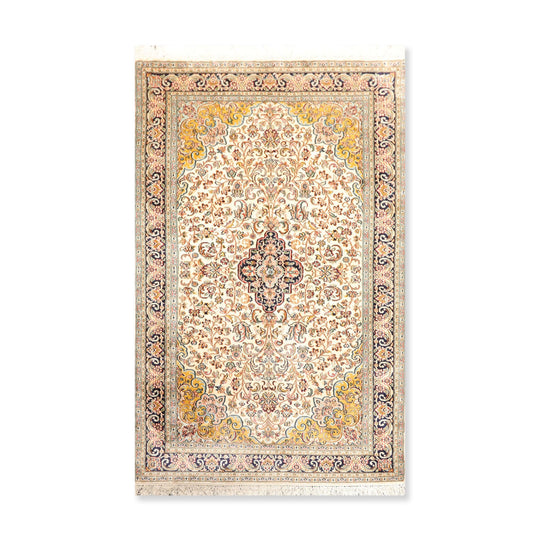Persian Oriental Area Rug Hand Knotted 100% Silk Traditional Kashan 400 KPSI (3'1"x5'3")
